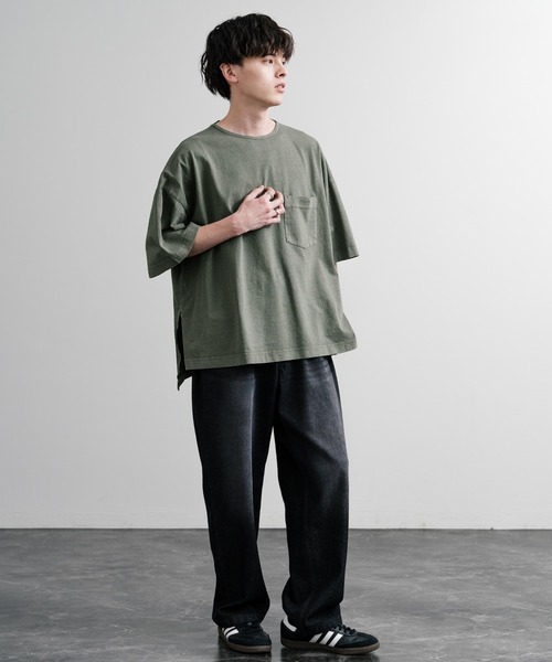 Audience（オーディエンス）の「Audience オーディエンス ピグメントUSAコットン16/-天竺8.45オンス胸ポケット付きサイドスリットボクシーAラインビッグTシャツ AUD6626（Tシャツ/カットソー・メンズ・ネイビー/オリーブ/グレー/スミクロ/ブラック・M/L）」の20枚目の写真