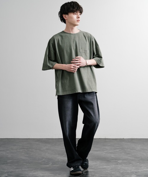Audience（オーディエンス）の「Audience オーディエンス ピグメントUSAコットン16/-天竺8.45オンス胸ポケット付きサイドスリットボクシーAラインビッグTシャツ AUD6626（Tシャツ/カットソー・メンズ・ネイビー/オリーブ/グレー/スミクロ/ブラック・M/L）」の21枚目の写真