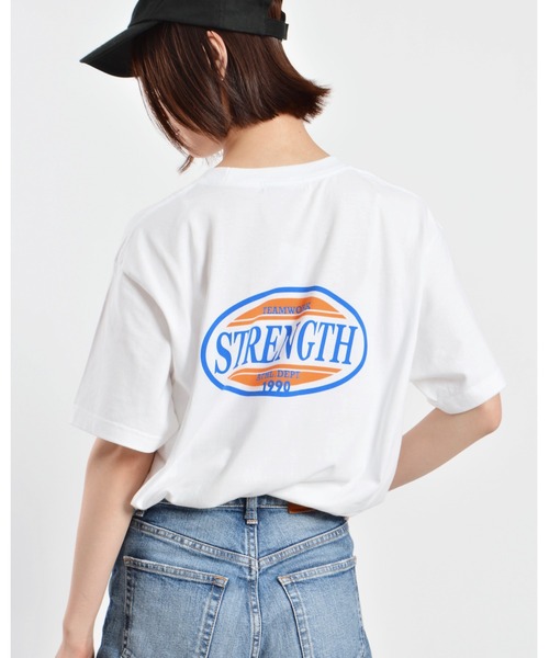 MODISH GAZE(モディシュガゼ)の「【MODISH GAZE】 STRENGTHオーバルロゴTシャツ 半袖(Tシャツ/カットソー・メンズ・ブラック/オレンジ/ホワイト/ピンク・MEDIUM/LARGE/X-LARGE)」の16枚目の写真