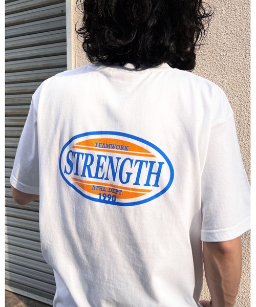 MODISH GAZE(モディシュガゼ)の「【MODISH GAZE】 STRENGTHオーバルロゴTシャツ 半袖(Tシャツ/カットソー・メンズ・ブラック/オレンジ/ホワイト/ピンク・MEDIUM/LARGE/X-LARGE)」の20枚目の写真