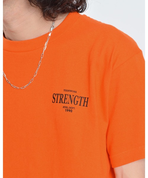 MODISH GAZE(モディシュガゼ)の「【MODISH GAZE】 STRENGTHオーバルロゴTシャツ 半袖(Tシャツ/カットソー・メンズ・ブラック/オレンジ/ホワイト/ピンク・MEDIUM/LARGE/X-LARGE)」の10枚目の写真