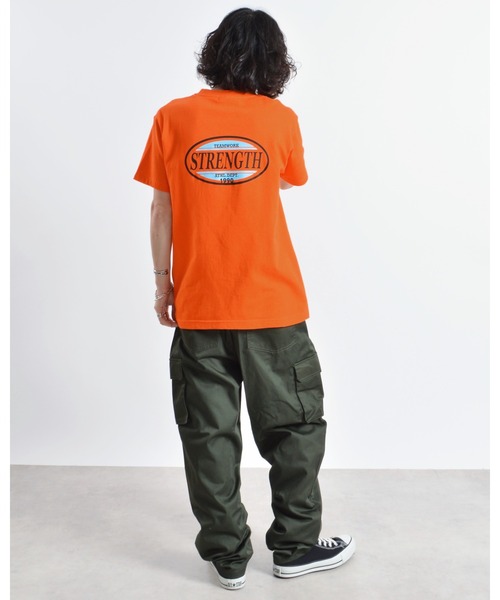 MODISH GAZE(モディシュガゼ)の「【MODISH GAZE】 STRENGTHオーバルロゴTシャツ 半袖(Tシャツ/カットソー・メンズ・ブラック/オレンジ/ホワイト/ピンク・MEDIUM/LARGE/X-LARGE)」の12枚目の写真