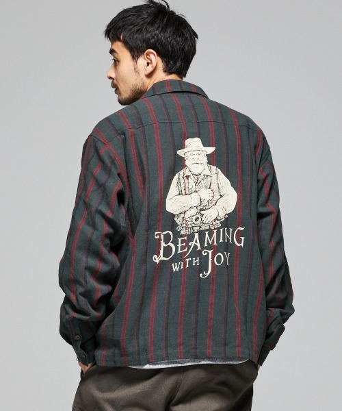 KRIFF MAYER(クリフメイヤー)の「ストライプフランネルシャツ(シャツ/ブラウス・メンズ・ダークブラウン/レンガ/ダークグリーン/ネイビー・MEDIUM/LARGE/X-LARGE)」の2枚目の写真