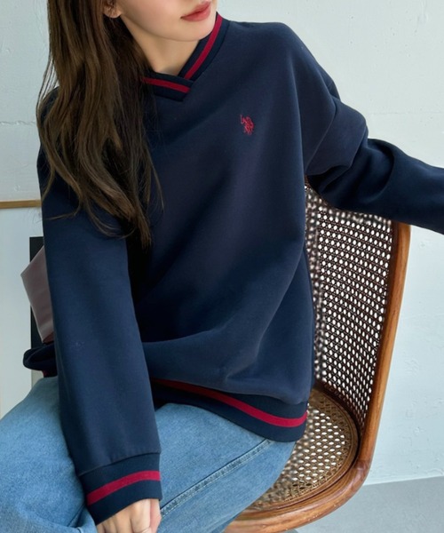 U.S. POLO ASSN.(ユーエスポロアッスン)の「【U.S. POLO ASSN】リブライン Vネック スウェット(スウェット・レディース・アイボリー/スミクロ/ネイビー・M/L)」の20枚目の写真
