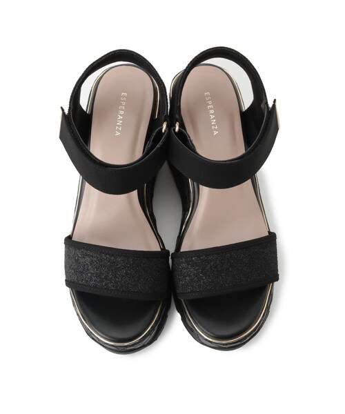 ESPERANZA(エスペランサ)の「キルティングウェッジソールスポサン(サンダル・レディース・アイボリー系8/ブラック系8・LL/S/M/L)」の4枚目の写真