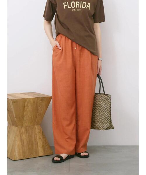 Samansa Mos2 blue（サマンサモスモスブルー）の「リネンタッチイージーパンツ（その他パンツ・レディース・オレンジ/カーキ/チャコールグレー・F）」の3枚目の写真