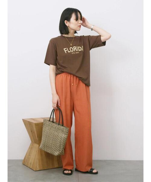 Samansa Mos2 blue（サマンサモスモスブルー）の「リネンタッチイージーパンツ（その他パンツ・レディース・オレンジ/カーキ/チャコールグレー・F）」の14枚目の写真