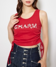 rienda | ビジュードロストタンクトップス 夏服 ノースリーブトップス(Tシャツ/カットソー)
