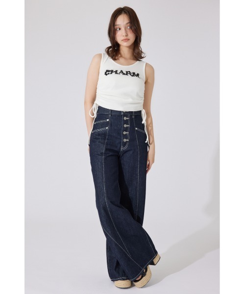 rienda（リエンダ）の「ビジュードロストタンクトップス 夏服 ノースリーブトップス（Tシャツ/カットソー・レディース・レッド/ホワイト/ブラック・FREE）」の7枚目の写真