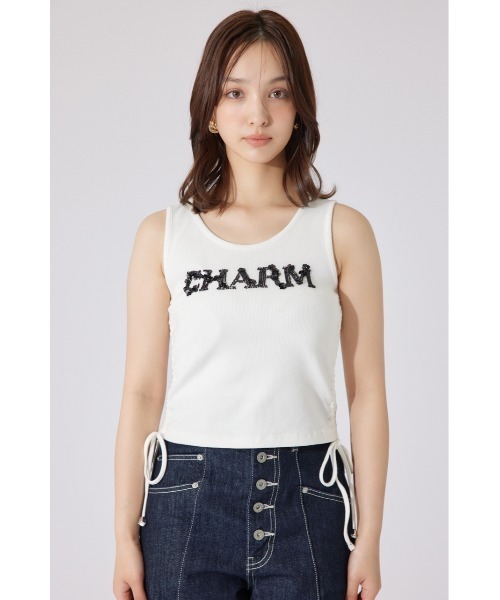 rienda（リエンダ）の「ビジュードロストタンクトップス 夏服 ノースリーブトップス（Tシャツ/カットソー・レディース・レッド/ホワイト/ブラック・FREE）」の10枚目の写真