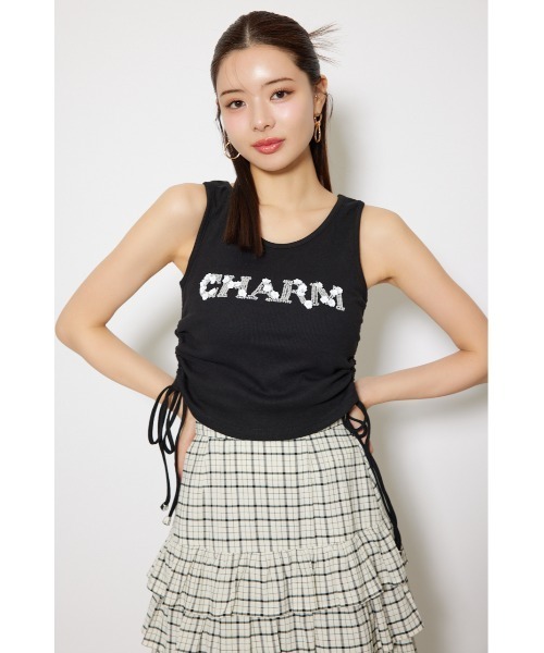 rienda（リエンダ）の「ビジュードロストタンクトップス 夏服 ノースリーブトップス（Tシャツ/カットソー・レディース・レッド/ホワイト/ブラック・FREE）」の16枚目の写真
