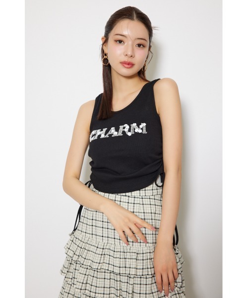 rienda（リエンダ）の「ビジュードロストタンクトップス 夏服 ノースリーブトップス（Tシャツ/カットソー・レディース・レッド/ホワイト/ブラック・FREE）」の18枚目の写真