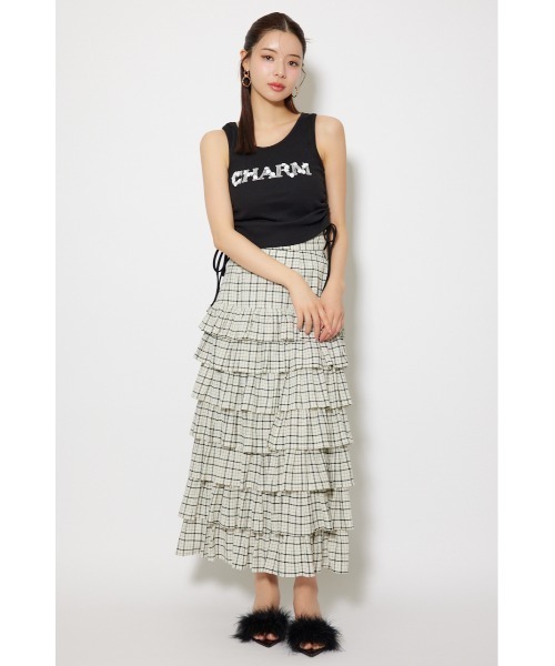rienda（リエンダ）の「ビジュードロストタンクトップス 夏服 ノースリーブトップス（Tシャツ/カットソー・レディース・レッド/ホワイト/ブラック・FREE）」の19枚目の写真