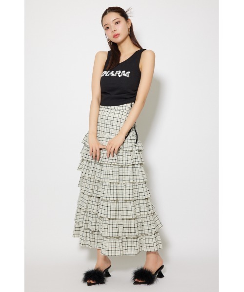 ビジュードロストタンクトップス 夏服 ノースリーブトップス（T