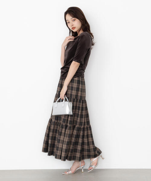 PROPORTION BODY DRESSING(プロポーションボディドレッシング)の「チェック柄ティアードスカート / 1215220800(スカート・レディース・ベージュ/ブラウン・MEDIUM/P/S)」の9枚目の写真