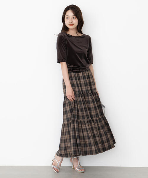 PROPORTION BODY DRESSING(プロポーションボディドレッシング)の「チェック柄ティアードスカート / 1215220800(スカート・レディース・ベージュ/ブラウン・MEDIUM/P/S)」の8枚目の写真