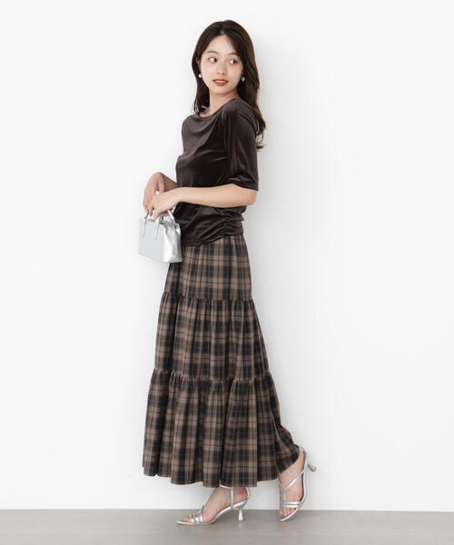 PROPORTION BODY DRESSING(プロポーションボディドレッシング)の「チェック柄ティアードスカート / 1215220800(スカート・レディース・ベージュ/ブラウン・MEDIUM/P/S)」の7枚目の写真