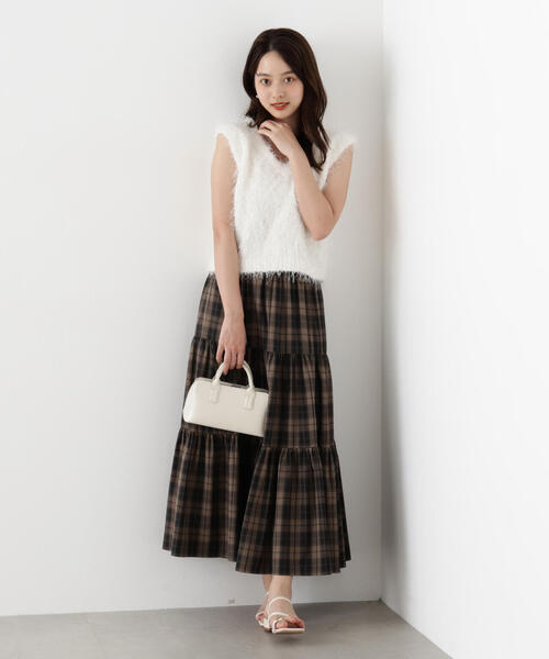 PROPORTION BODY DRESSING(プロポーションボディドレッシング)の「チェック柄ティアードスカート / 1215220800(スカート・レディース・ベージュ/ブラウン・MEDIUM/P/S)」の6枚目の写真