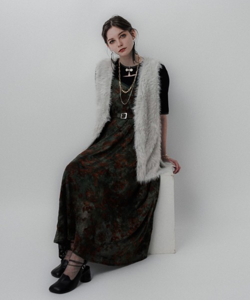 HARE（ハレ）の「ロングシャギージレ(HARE)（カーディガン/ボレロ・レディース・ミント/ライトグレー・FREE）」の3枚目の写真