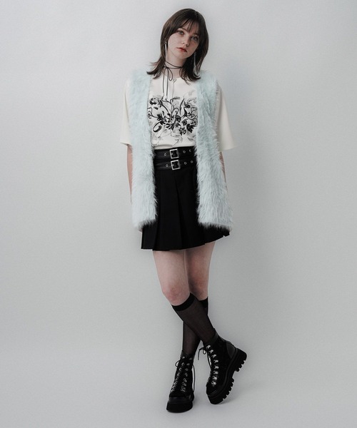 HARE（ハレ）の「ロングシャギージレ(HARE)（カーディガン/ボレロ・レディース・ミント/ライトグレー・FREE）」の5枚目の写真