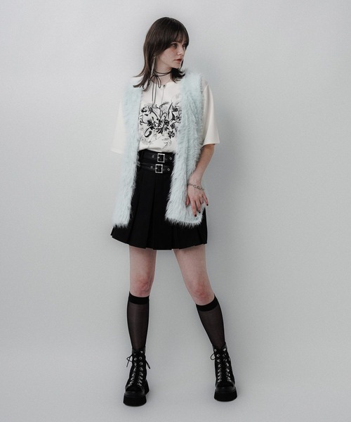 HARE（ハレ）の「ロングシャギージレ(HARE)（カーディガン/ボレロ・レディース・ミント/ライトグレー・FREE）」の6枚目の写真