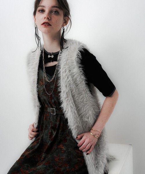 HARE（ハレ）の「ロングシャギージレ(HARE)（カーディガン/ボレロ・レディース・ミント/ライトグレー・FREE）」の7枚目の写真