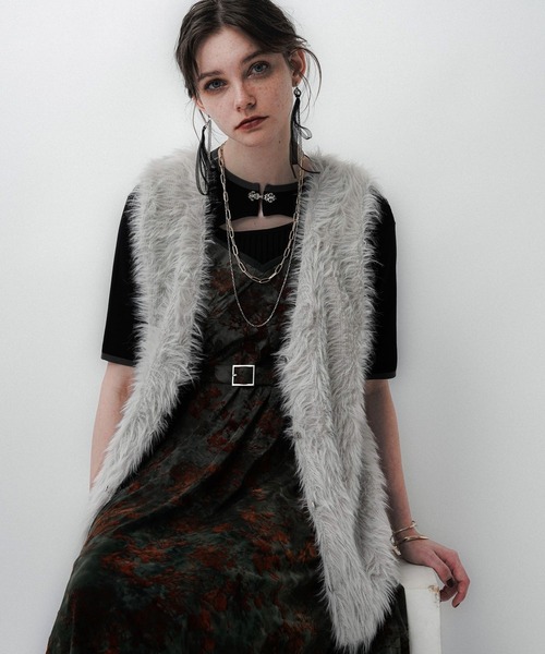 HARE（ハレ）の「ロングシャギージレ(HARE)（カーディガン/ボレロ・レディース・ミント/ライトグレー・FREE）」の8枚目の写真