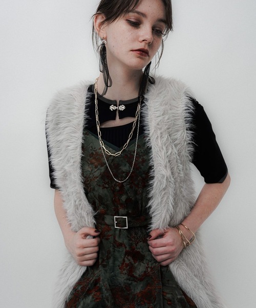 HARE（ハレ）の「ロングシャギージレ(HARE)（カーディガン/ボレロ・レディース・ミント/ライトグレー・FREE）」の10枚目の写真