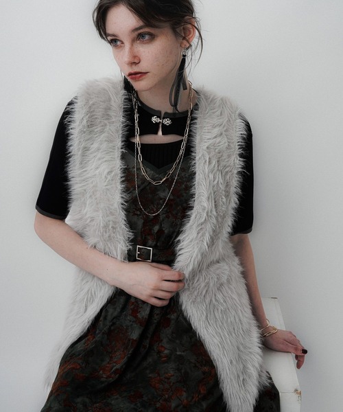 HARE（ハレ）の「ロングシャギージレ(HARE)（カーディガン/ボレロ・レディース・ミント/ライトグレー・FREE）」の11枚目の写真