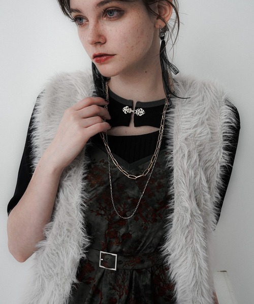 HARE（ハレ）の「ロングシャギージレ(HARE)（カーディガン/ボレロ・レディース・ミント/ライトグレー・FREE）」の12枚目の写真