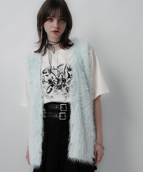 HARE（ハレ）の「ロングシャギージレ(HARE)（カーディガン/ボレロ・レディース・ミント/ライトグレー・FREE）」の14枚目の写真