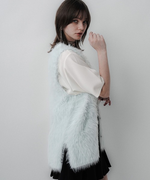 HARE（ハレ）の「ロングシャギージレ(HARE)（カーディガン/ボレロ・レディース・ミント/ライトグレー・FREE）」の16枚目の写真