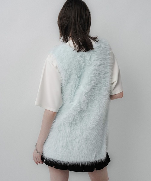 HARE（ハレ）の「ロングシャギージレ(HARE)（カーディガン/ボレロ・レディース・ミント/ライトグレー・FREE）」の17枚目の写真