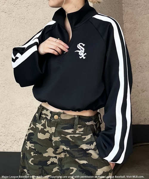 BACK TO THE FIELD（バック トゥー ザ フィールド）の「【MLB】ハーフZIPトラックトップス（Tシャツ/カットソー・レディース・ブラック/ブルー/ホワイト・FREE）」の7枚目の写真