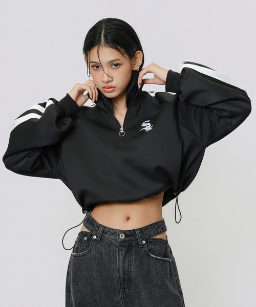 BACK TO THE FIELD（バック トゥー ザ フィールド）の「【MLB】ハーフZIPトラックトップス（Tシャツ/カットソー・レディース・ブラック/ブルー/ホワイト・FREE）」の9枚目の写真