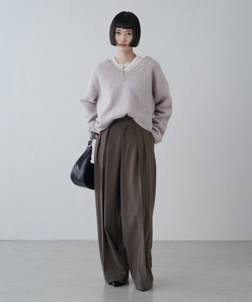 Lui's（ルイス）の「ウールライトVネックニット（ニット/セーター・レディース・ライトグレー/モカ/ブラック・FREE）」の14枚目の写真