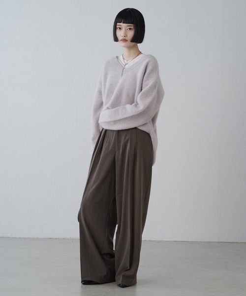 Lui's（ルイス）の「ウールライトVネックニット（ニット/セーター・レディース・ライトグレー/モカ/ブラック・FREE）」の15枚目の写真