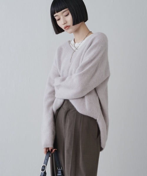 Lui's（ルイス）の「ウールライトVネックニット（ニット/セーター・レディース・ライトグレー/モカ/ブラック・FREE）」の12枚目の写真