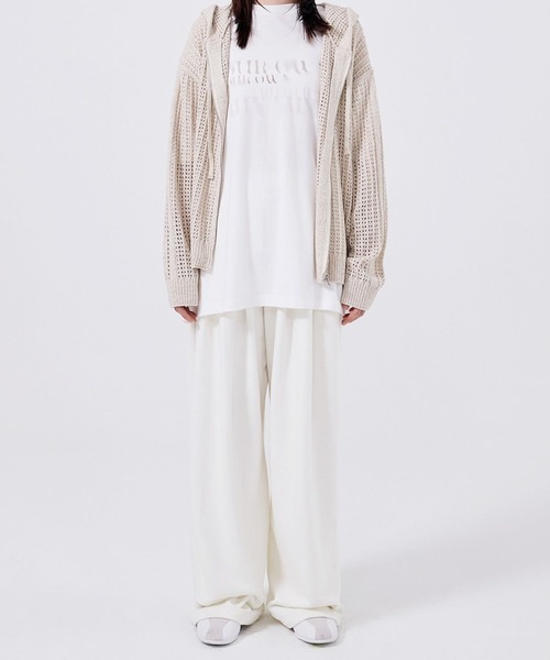 WOOALONG(ウアロン)の「【UNISEX】WOOALONG/シグネチャワイドパンツ(その他パンツ・レディース・グレー/クリーム・SMALL)」の4枚目の写真
