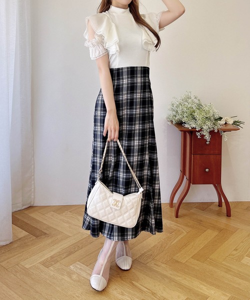 セール】チェック柄ドッキングワンピース（ワンピース）｜INGNI