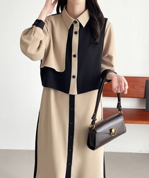 ABITOKYO（アビトーキョー）の「レイヤードバイカラーシャツワンピース（ワンピース）」