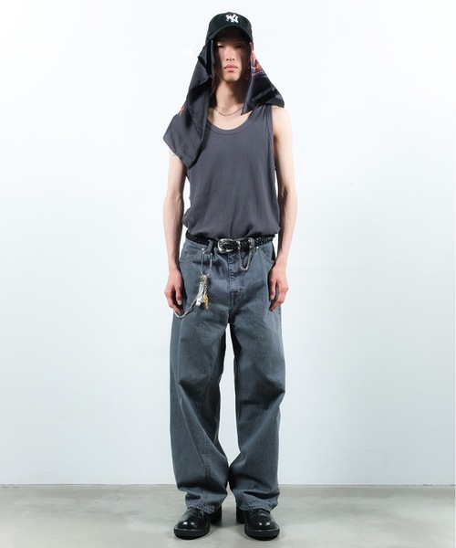 JIEDA（ジエダ）の「USED TWIST DENIM PANTS（デニムパンツ・メンズ・ブラック/インディゴブルー・1/2）」の9枚目の写真