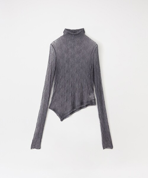 LOVELESS(ラブレス)の「シアーレーストップス(Tシャツ/カットソー・レディース・チャコールグレー/オフホワイト・36)」の4枚目の写真