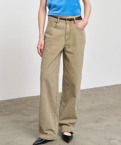 GENERAL IDEA（ジェネラルアイデア）の「GENERAL IDEA/ジェネラルアイディア pigment washing cotton denim pants デニムパンツ（デニムパンツ・レディース・カーキ/ベージュ/ピンク・M/L/S）」の2枚目の写真