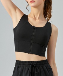 Lace Ladies(レースレディース)のフロント ファスナー カップ付き クロップド タンクトップ(スポーツブラ)