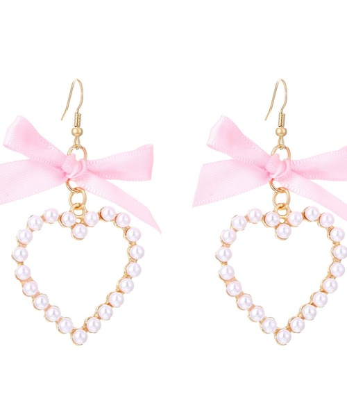 Mayree(メイリー)の「【urge select】ハートパール×カラーリボン ピアス(ピアス(両耳用)・レディース・ブラック/ライトブルー/ライトピンク/ホワイト/レッド・FREE)」の7枚目の写真