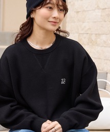 スウェットライク クルーネック ニットプルオーバー / ウォッシャブル・アンチピリング【THE CRAFT CREW PRODUCTS】ブラック