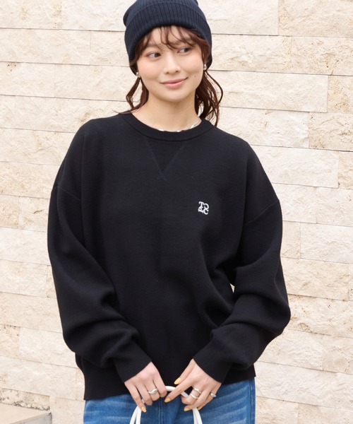 SHADOW COLLECTION BIAS LOGO CREWクルーニット セール】スウェットライク クルーネック ニットプルオーバー