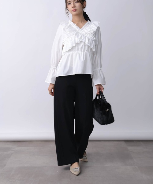 PICCIN PERLA（ピッチンペルラ）の「フリルペプラムブラウス（シャツ/ブラウス・レディース・オフホワイト/ブラック・M）」の15枚目の写真