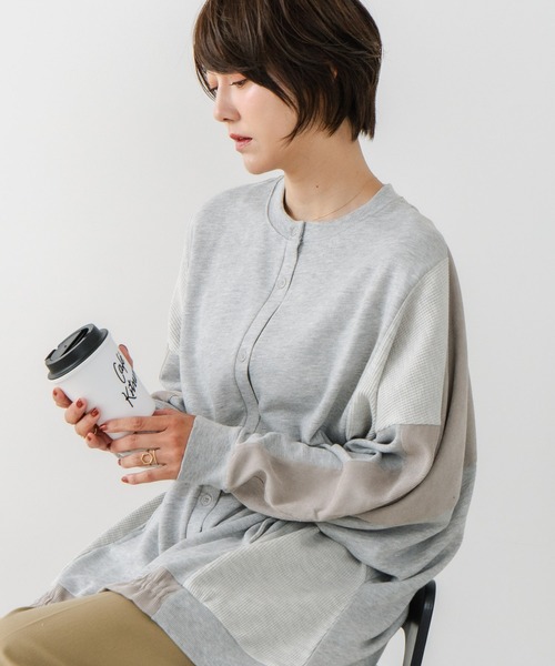 fort point(フォーポイント)の「【C-FORT POINT/フォートポイント】コーデュロイ ワッフル 切り替え カーディガン(カーディガン/ボレロ・レディース・ブルー/杢グレー/レンガ/チャコールグレー/カーキ・FREE)」の22枚目の写真